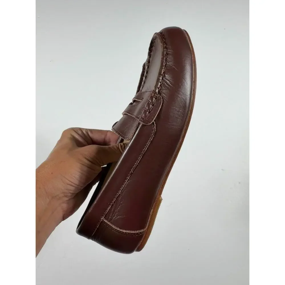 Janie and Jack Leather Penny Loafers Burgundy Brown Dress Shoes Size 3 big kid